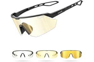 Lamicall Occhiali Ciclismo Fotocromatici, [3S Fotocromatico] [28g Ultraleggero-TR90] Anti-UV400, Nasello Regolabile, Occhiali da Sole Sportivi per Uomo e Donna, per Bici/Corsa/Pesca/Sport all'Aperto