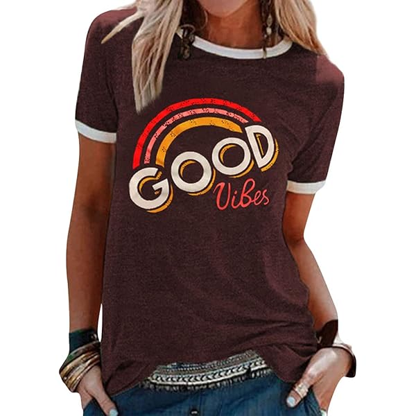 Tee Shirt Jaune Femme WIEIYM T-shirt D'été Pour Femme - Col Rond - Manches Courtes Tee Shirt Rose Femme