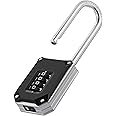 ZHEGE Heavy Duty Combination Padlock, 57mm Long Shackle Padlocks, 4 Digit Locker Locks with Big White Numbers and Reset Protection Cover, Gym Lock