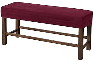 JHLD Upholstered Bench Slipcover, Velvet Dining Room Bench Covers Stretch Bench Seat Protector Elastic Dining Bench Cover Removable Washable For Living Room-Wine red-Small