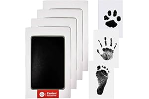 Tianher Impronta Mani e Piedi Neonati,4 Pcs Kit Impronta Cane Set Impronte Bimbi con 8 Carte Scheda di Stampa Bianca Sicuri Cuscinetto del Timbro Senza Tocco Regalo Battesimo Bimbo