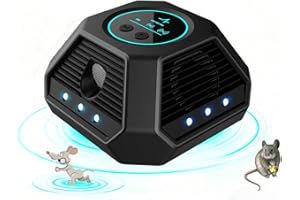 YOUKK Repelente Ultrasonico Ahuyentador de Ratas,360°Ultrasónico Repelente Topos,con Infrared Sensing, Luz Intermitente,Repelente Murciélagos,para Casa,Garaje,Desván,Jardín.