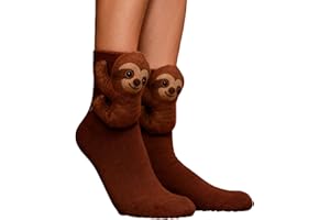 Yolimok Animal Socks Women Teenage Girl Gifts Warm and Soft Novelty 3D Knit Funny Sloth Animal Hugging Socks