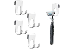 banjiabb Porte Rasoir Douche Lot de 4,Support Rasoir en Acier Inoxydabl,Support de Rasoir Crochets sans Perçage,Porte Rasoir Acier Inoxydable,Support De Rasoir Douche,Porte Rasoir de Douche