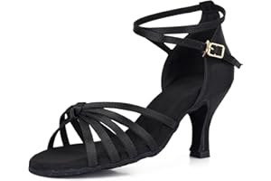 VASHCAME-Zapatos de Baile Latino de Tacón Alto/Medio para Mujer