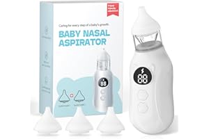 ELLLYYE Mouché Bébé Électrique, Aspirateur Nasal Rechargeable pour Bébé avec 9 Niveaux d'aspiration, 4 Embouts Silicone, Affichage LED, Conception Anti-Refoulement, Convient aux Bébés et aux Jeunes Enfants