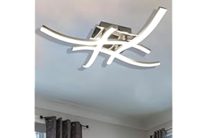 Sweier Plafonnier LED, Blanc Froid 6000K Lustre LED Moderne 28W 2800 Lumen Plafond Luminaire en forme de vague, Plafonnier Courbé pour Couloir Chambre Cuisine Salon