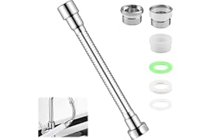 FERRADREND Rallonge Robinet Cuisine,30 cm/11.8 in Extension de Robinet Flexible à 360°,en Acier Inoxydable,Rallonge de Robinet de Cuisine Universelle,Extension Robinet pour Salles de Bains,Balcon,Toilettes