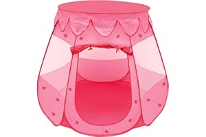 LittleTom Tenda Giocattolo Bambina 120x120x90cm Piscina di Palline Pop-up Rosa