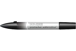 Winsor & Newton 0201337 ProMarker Markery akwarelowe - 2 końcówki, pędzelek i cienka końcówka, odporne na światło, wysoko pigmentowane akwarele do kaligrafii, rysunków - Lamp Black