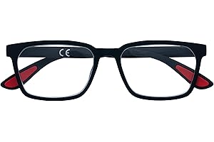Occhiali da Lettura Zippo Soft Touch, Realizzati con Montatura dalle Linee Morbide, Ideale per Uomo e Donna, Diottria +1.50, Color Nero, Asta Interna Rossa