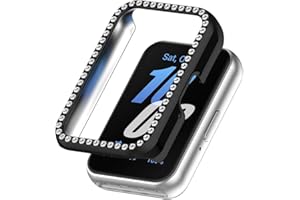 GETBSTOOP Watch Bands Watch Straps Screen Protector Case PC Diamond Inlaid Case for (Sam-sung) Galaxy Fit 3 SM-R390 Protective Case Frame Dustproof Watch Half Cover Case for (Sam-sung) Galaxy Fit 3