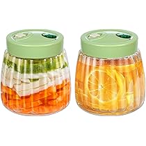 Kit Fermentazione Casalinga - 2 Barattoli Vetro Da 1L Con Pesi E Coperchi - Per Kimchi, Crauti E Sottaceti