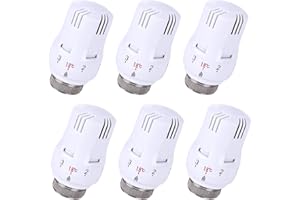 CRESBEL 6 pezzi testa termostatica: termostato per radiatore M30 x 1,5, testa di ricambio per valvola del radiatore, testa termostatica per radiatore con posizione antigelo per ufficio casa