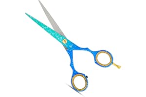 ACZET Professional Hairdressing Scissor Hair Cutter Scissor Hair Cutting Barber Scissors Sharp Razor Hairdresser Scissors Stainless Steel Shears for Salon Barbers (Green/Blue)