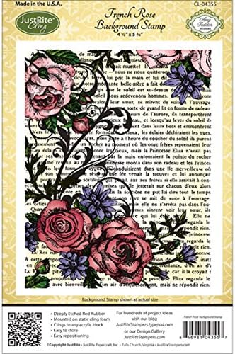 Justrite Papercraft Rubber Paper craft Cling Background Stamp 4.5-inch x 5.75-inch, French Rose