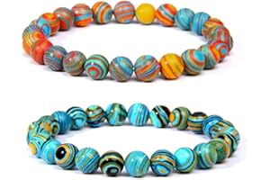 YIWEIYA 2 Pcs 8mm Natural Stone Bracelet for Women Lovely Beaded Bracelet For Women's Gifts Birthday Mother's Day Gifts (with gift box)