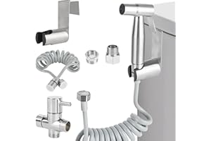 YHNDECO Ducha Bidet para Wc, Grifo Wc Higienico Inoxidable con Válvula de 3 Vías (1/2"-3/8"), para Mascotas, La Higiene Personal (A)