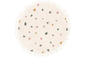 ‎RUGVISTA RugVista, Confetti, Kinderzimmer Teppich, ∅ 150 cm, Kinderteppich für Kinder, Spielteppich für Babys, Shaggy handwebstuhl, Maschinell hergestellt, Hochflor, Keine schädlichen Stoffe, Off-Weiß