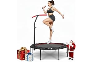 ‎LIFERUN LIFERUN Trampolin Indoor Erwachsene Ø128cm, Fitness Trampoline Klein 150 kg belastbar, Leise Gummiseilfederung, Höhenverstellbaren Griffen