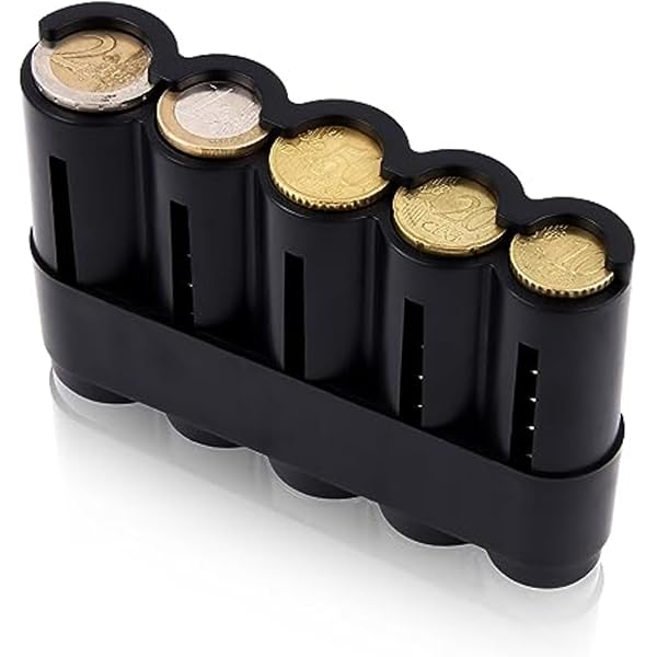LIULINY 2 stuks euro-muntenetui, euromuntmunten met spiegel, draagbare gelddoos met 7 vakken, voor reizen, mannen en vrouwen, 2 euro tot 2 cent, Rechthoekig, zwart, 13 x 8.3 x 3.2 cm, Modern