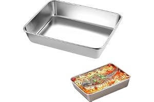 Liten ugnsform i rostfritt stål, 26 x 20 x 5 cm rektanglar panerskålar, djup bakplåt av rostfritt stål, ugnsskål fettpanna, f
