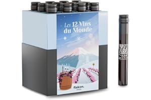 Flakon. Coffret 12 Vins du Monde | Partez pour une aventure à travers le monde des grands vins | Atelier d'œnologie de grands crus à partager | Livraison OFFERTE