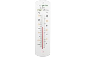 THERMOMETER WORLD Greenhouse Thermometer - 240 mm Classic Garden Thermometer Gift For Outdoor Use In Garden Greenhouse Shed Allotment Accessories Ideal Gifts (Happy Place)