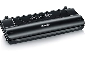 Severin Appareil de Mise sous Vide Inclus 10 Sachets (28 X 35 Cm), pour Conditionner Les Aliments et Cuire sous Vide, Compartiment pour Câble Intégré Noir, FS 3610