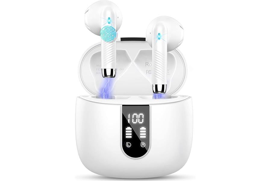 Wireless Earbuds, Bluetooth 5.4 Headphones NEW Wireless Headphones with 4 ENC Mic, 56H Bluetooth Earphones in Ear Noise Cancelling Deep Bass, Mini Ear Buds Bluetooth Earbuds IP7 Waterproof LED Display