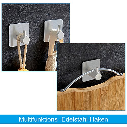 Rovtop 4 Stück Hanken Handtuchhaken Selbstklebend Haken Handtuchhalter Kleiderhaken - 5
