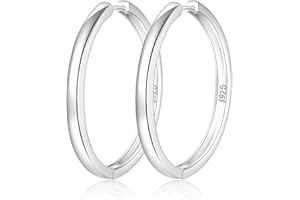 NEVEGE 925 Sterling Silver Hoop Earrings for Women Hypoallergenic Large Silver Hoop Earrings Lightweight Silver Hoops Big Silver Hoop Earrings for Women 20/30/40MM