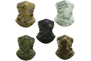 Freesiom Lot de 5 Cache Cou Col Visage Couvre-Chef Bandana Tube Homme Femme Cagoule Tour de Cou Sport Moto Velo Protection Vintage Cadeau Pas Cher