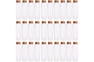 Qanye 30 Pezzi Mini Bottiglia di Sughero, Provetta con Tappo di Sughero, Mini Bottiglia dei Desideri, In Piedi a Causa del Fondo Piatto, per Spezie, Decorazioni Fai da te, Fiori, Palline di Zucchero