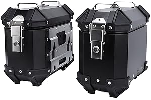 RASTKY Motorcycle Side Case 18L Aluminum Alloy High Strength Quick Release, Fits, with Support Racks Security Lock and Handle for Helmet Luggage Left and Right Storage Carrier