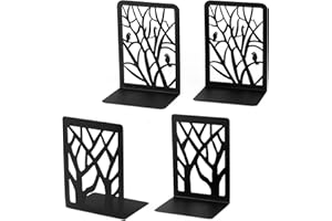 Buchstützen, 2 Paar Buchstützen, strapazierfähig, KIKIGOAL dekorativer Metall-Buchstützenhalter für Regale, Rutschfester Buchstopper für Zuhause, Büro, Bibliothek, Schule