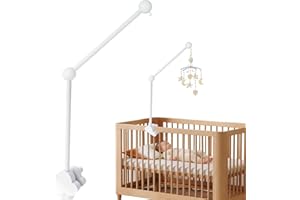 Kuvarix Support Mobile Bebe Bois, Support pour Mobile Pivoter à 360°, Base en Forme de Nuage, Idéal pour Lit de Bébé et Table à Langer, Suspension Carillons Eoliens (Blanc)
