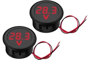Hoembpn 2 Stücke 12V DC Voltmeter Wasserdichtes Digitalanzeige Voltmeter LED Anzeige Spannungsmesser für Auto Motorrad SUV ATV Marine(Rot)