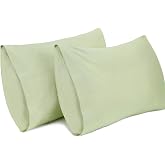 Lirex 2 Packs Pillow Covers, 100% Cotton Breathable Pillow Covers (20" x 36", Light Grass Green)