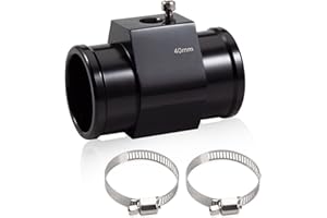 LEONTOOL Aluminium Wassertemperatur-Gelenkrohrverbinder 40 mm 1-9/16 Zoll Kühlerschlauch Sensor Messgerät Adapter mit 2 Schlauchschellen Wassertemperaturmesser Gelenkrohr Temperatursensor Adapter