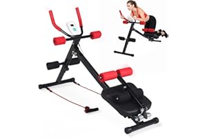 MINENICE Bauchmuskeltrainer für Zuhause, 3 Einstellbare Winkel & 5 Höheneinstellungen/150kg Belastbarkeit, Ausgestattet mit LCD-Bildschirm, Multifunktionales Ganzkörper-Trainingsgerät