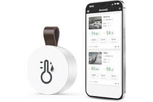 OQIMAX Termometr Bluetooth, higrometr, miernik temperatury i wilgotności powietrza z aplikacją i zapisem danych, cyfrowy czujnik temperatury do domu, szklarni, piwnicy, 1 sztuka