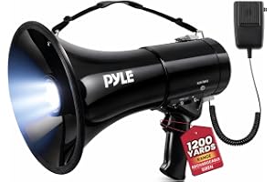 Pyle bärbar kompakt PA megafonhögtalare med larm siren och justerbar volym – 50 W handhållen lätt Bullhorn – med mikrofon, AUX IN för MP3 och uppladdningsbart batteri – inomhus utomhusbruk – PMP561LTB