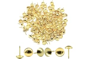 Hocansen 200 PCS Upholstery pins 11x7mm Furniture Upholstery Tacks Nails Thumb Tacks Metal Round Push Pins for Sofa,Boards,Furniture Decoration (Gold/TD-SF)