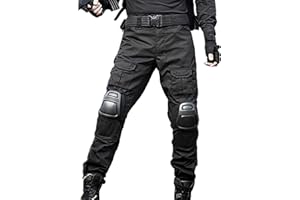 JOYASUS Men's Tactical Combat Trousers with Knee Pads, Ripstop Multi-Pocket Airsoft Paintball Pants for Outdoor Hiking Hunting, Durable Cargo Work Trousers