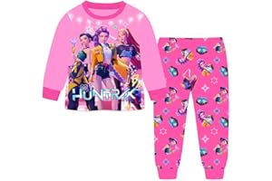 KIDZLAND Set pigiama per bambine e ragazze, tute da notte per ragazze, set di biancheria da notte a maniche lunghe, maglietta+pantaloni, abbigliamento per la casa 4-12 anni