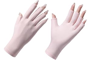 CutitiUU Guantes de protección UV para uñas,Guantes de protección solar UV para mujer,guantes transpirables de seda de hielo para verano, medio dedo para equitación,UPF50+ protección anti-UV (Rosado)