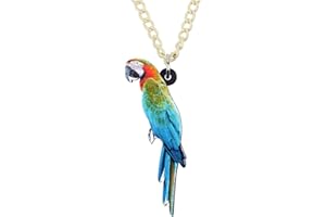 DUOWEI Classic Parrot Bird Necklace Pendant Acrylic Colorful Animal Jewelry Spring Summer Gifts for Women Girls Teens