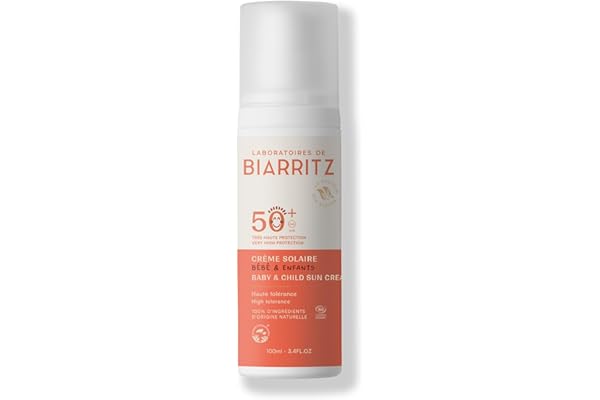 Laboratoires de Biarritz - Crème Solaire Bébé et Enfant - SPF50+ - Certifiée Bio - Visage et Corps - Sans Parfum - Dès 6 Mois - 100 ml - Fabriqué en France