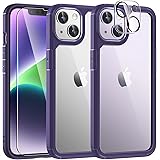 TAURI 5 in 1 Kit per Cover iPhone 14 con 2 Pellicole Vetro Temperato + 2 Pellicole Fotocamera, [Protezione Antiurto Militare]